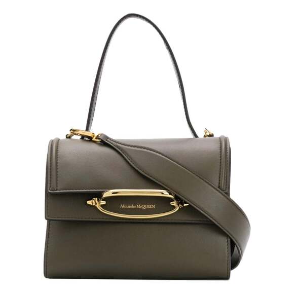 Alexander McQueen The Story Bag Khaki Leather Small Satchel - Picture 2 of 5